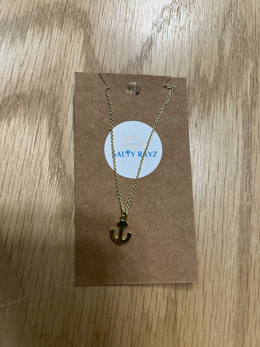 Salty Rayz Anchor Necklace 14KGP 18"