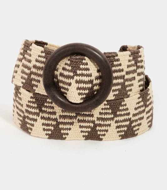 Mixed Pattern Belt - Brown