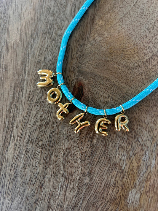 Bonne Mere MOTHER Rope Necklace - Aqua