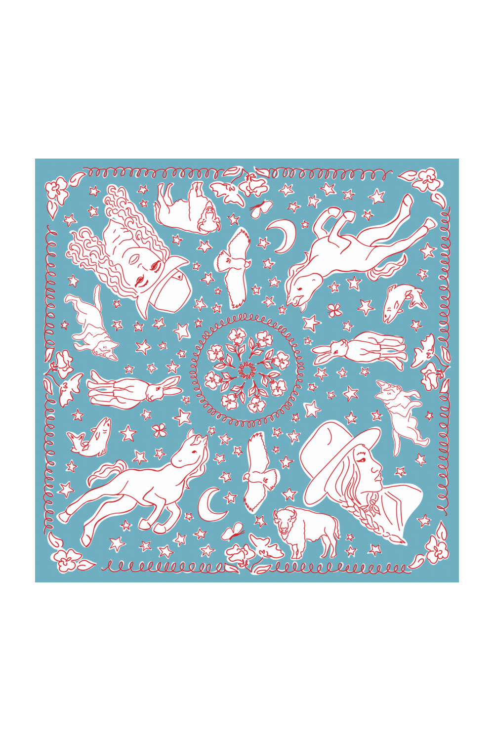 Ivebeenpainting Long Live Cowgirls Turquoise Bandana