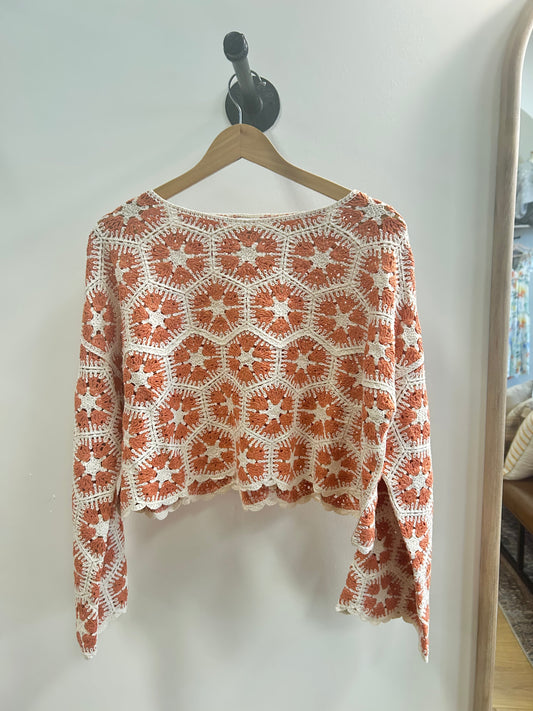 Apricot Crochet Hexagon Top