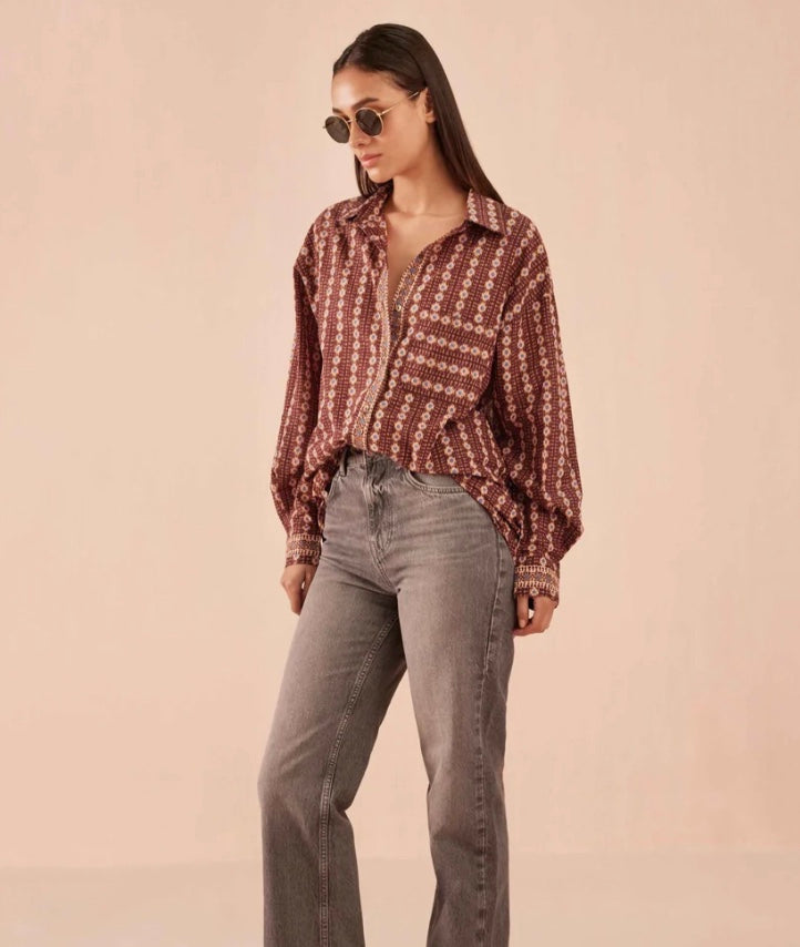 Omika Elizabetta Blouse - Espresso