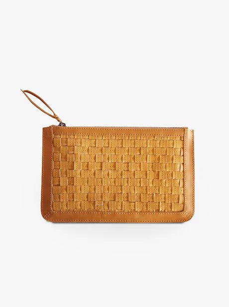 ABLE Basketweave Clutch - Cognac - SPARROW