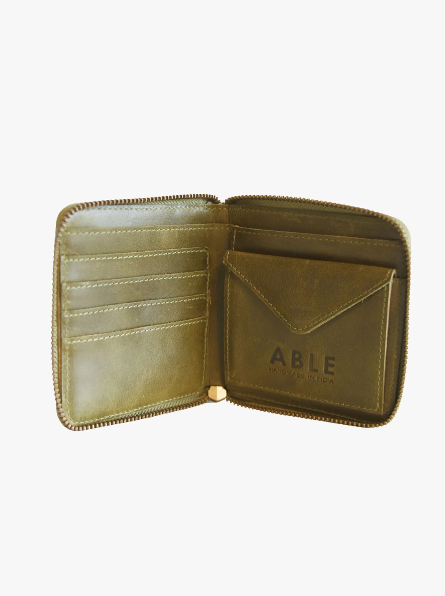 ABLE Helina Small Zip - Around Wallet - Perforated Moss - SPARROW