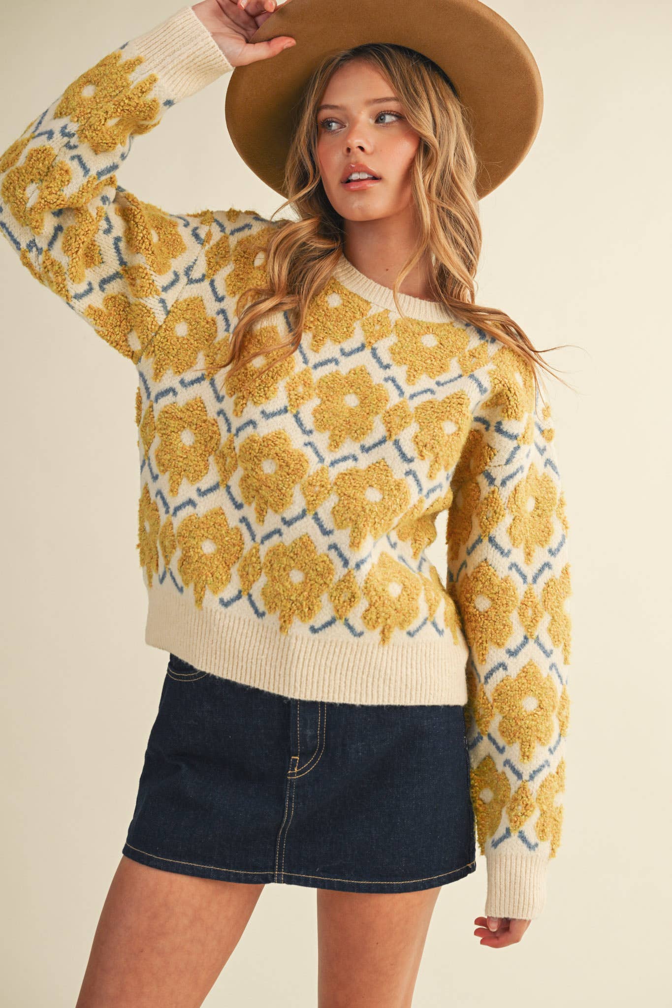 Ada Floral Sweater - Yellow - SPARROW