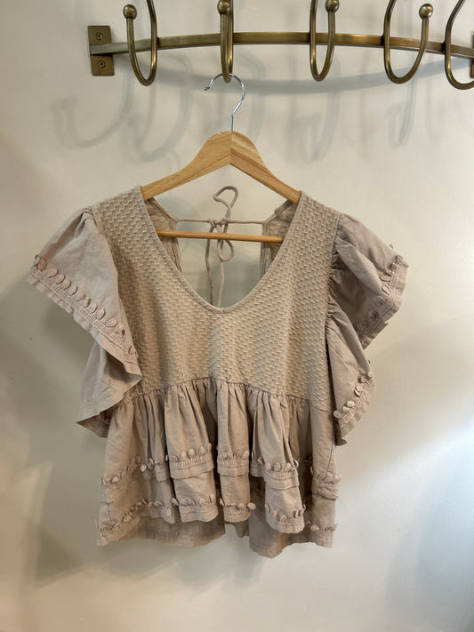 Anthropologie Taupe Blouse - SPARROW