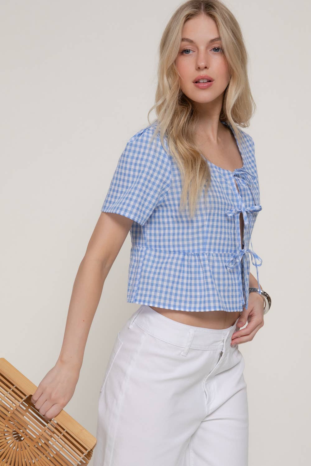 Ashley Tie Top - Blue - SPARROW
