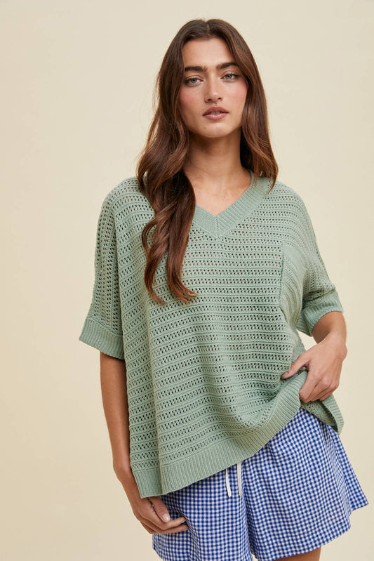 Ava Knit Top - Sage - SPARROW