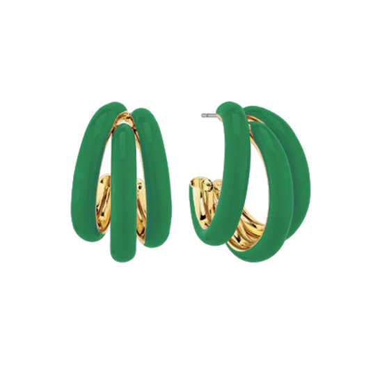 Petite Green Tri-Hoop Earrings