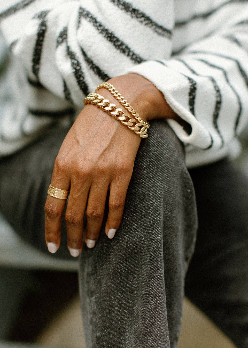 Large Textured Minimalist Ring