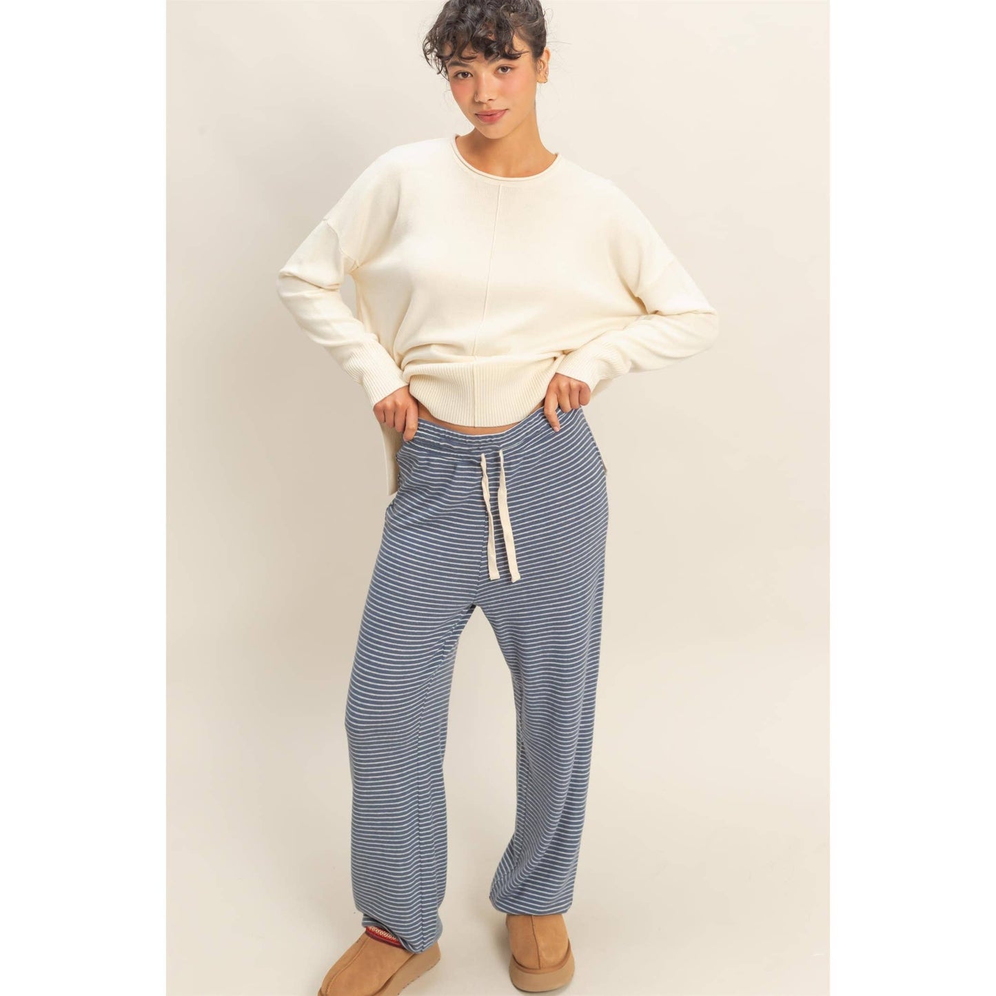 Dara Pants- Navy/Cream
