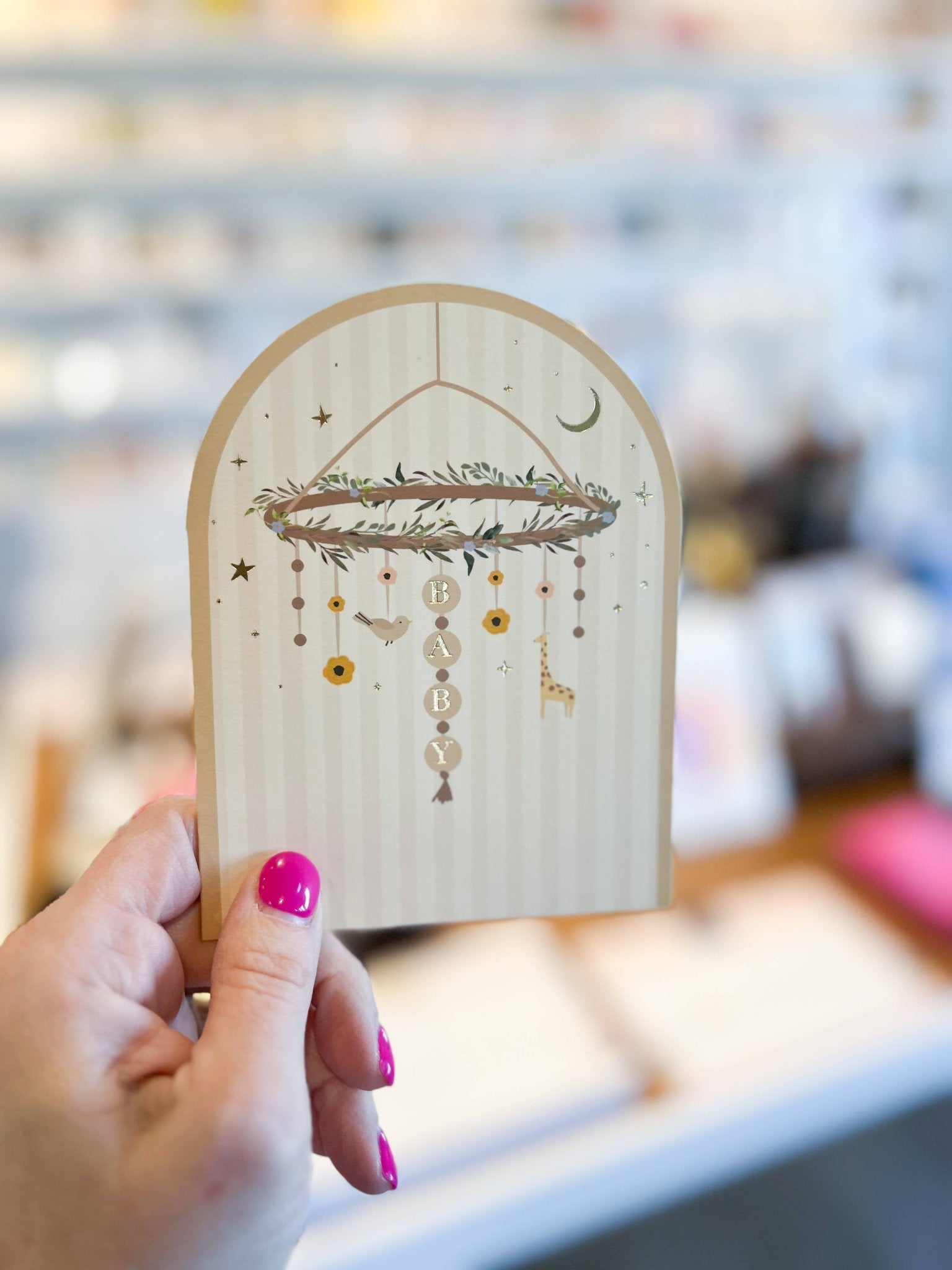 Baby Mobile Arch Greeting Card - SPARROW