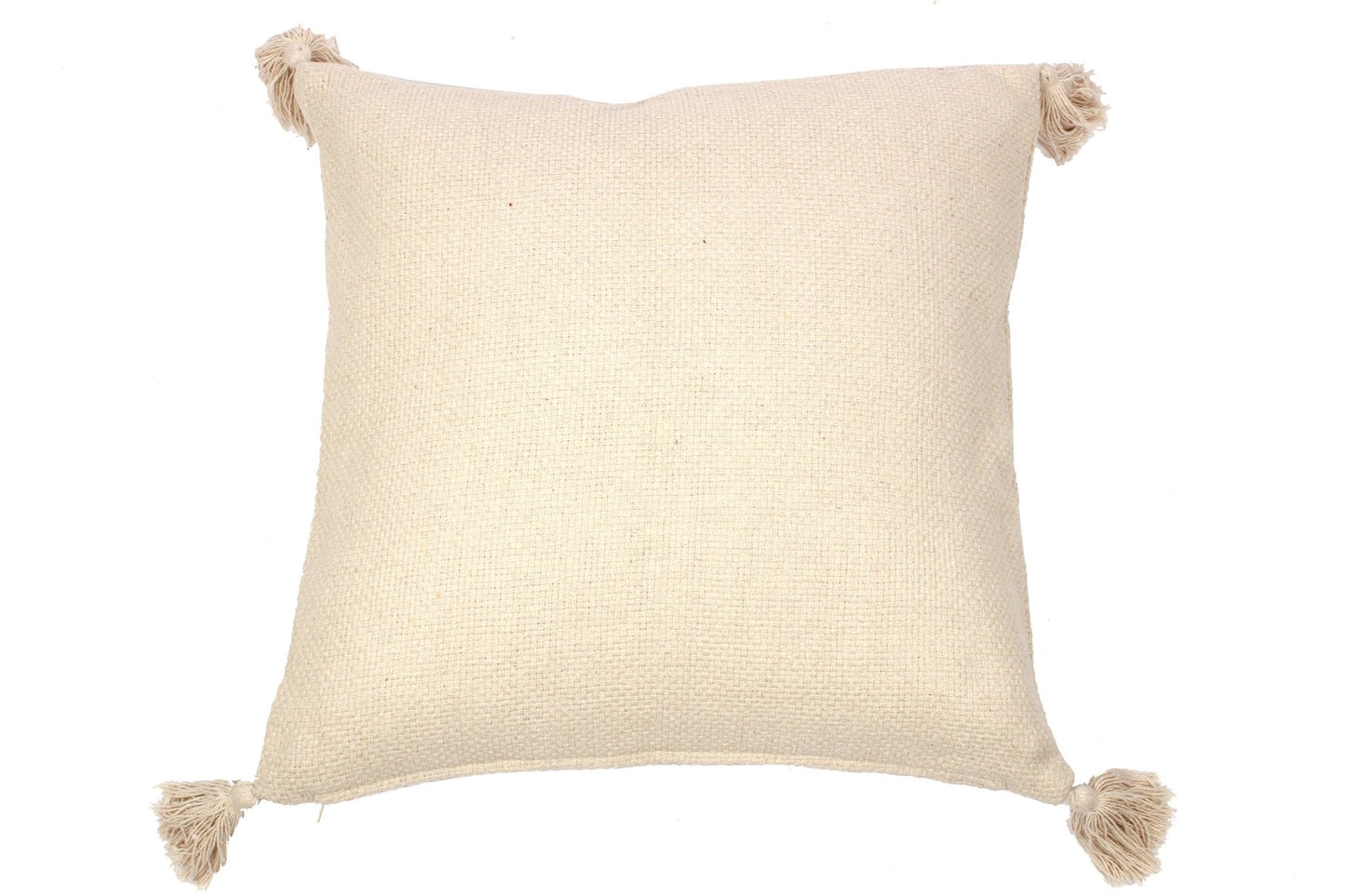 Basketweave Pillow with Tassels - Ivory - SPARROW