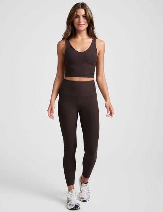 Beyond Yoga Spacedye Caught In The Midi High Waisted Legging - Dark Chocolate Heather - SPARROW