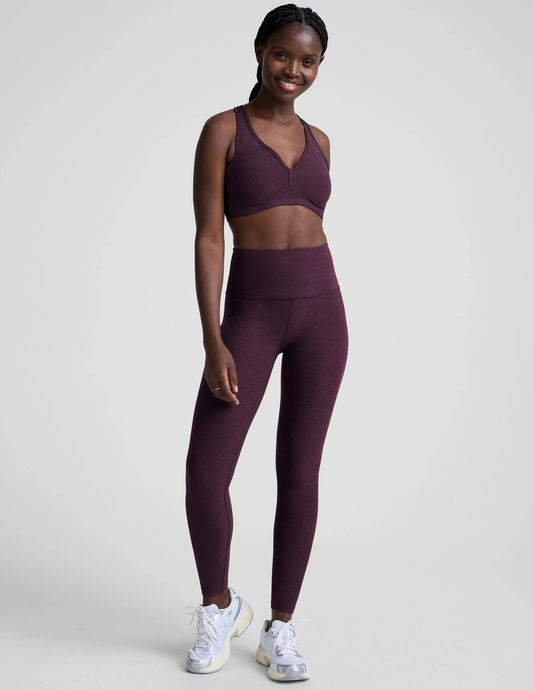 Beyond Yoga Spacedye Caught In The Midi High Waisted Legging - Eggplant Purple Heather - SPARROW