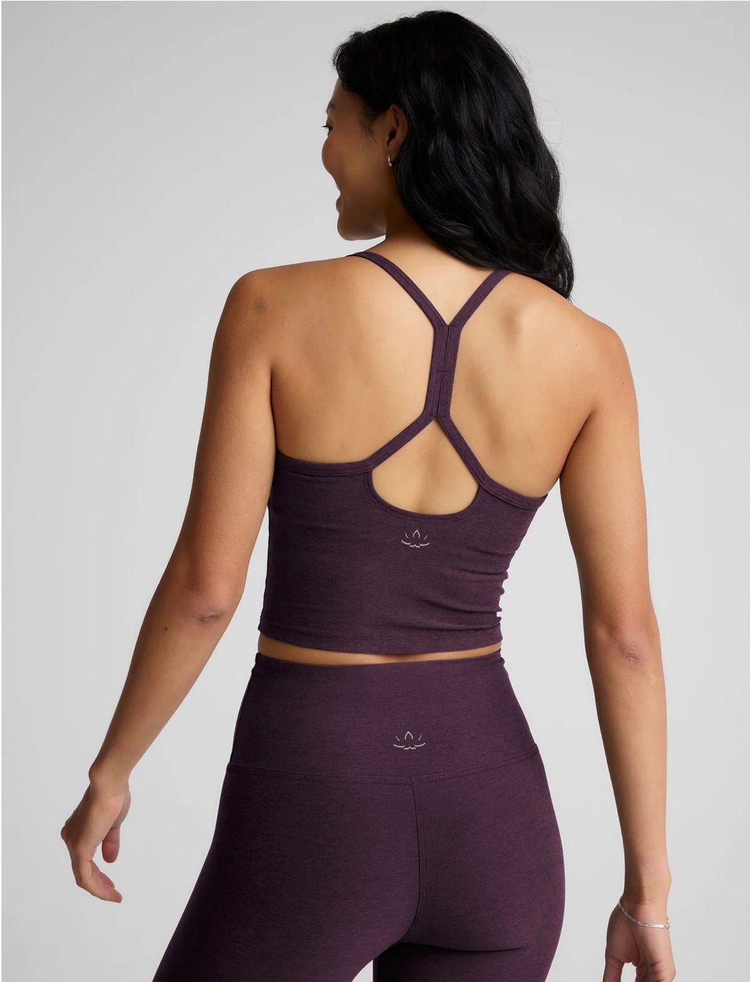 Beyond Yoga Spacedye Slim Racerback Cropped Tank - Eggplant Purple Heather - SPARROW