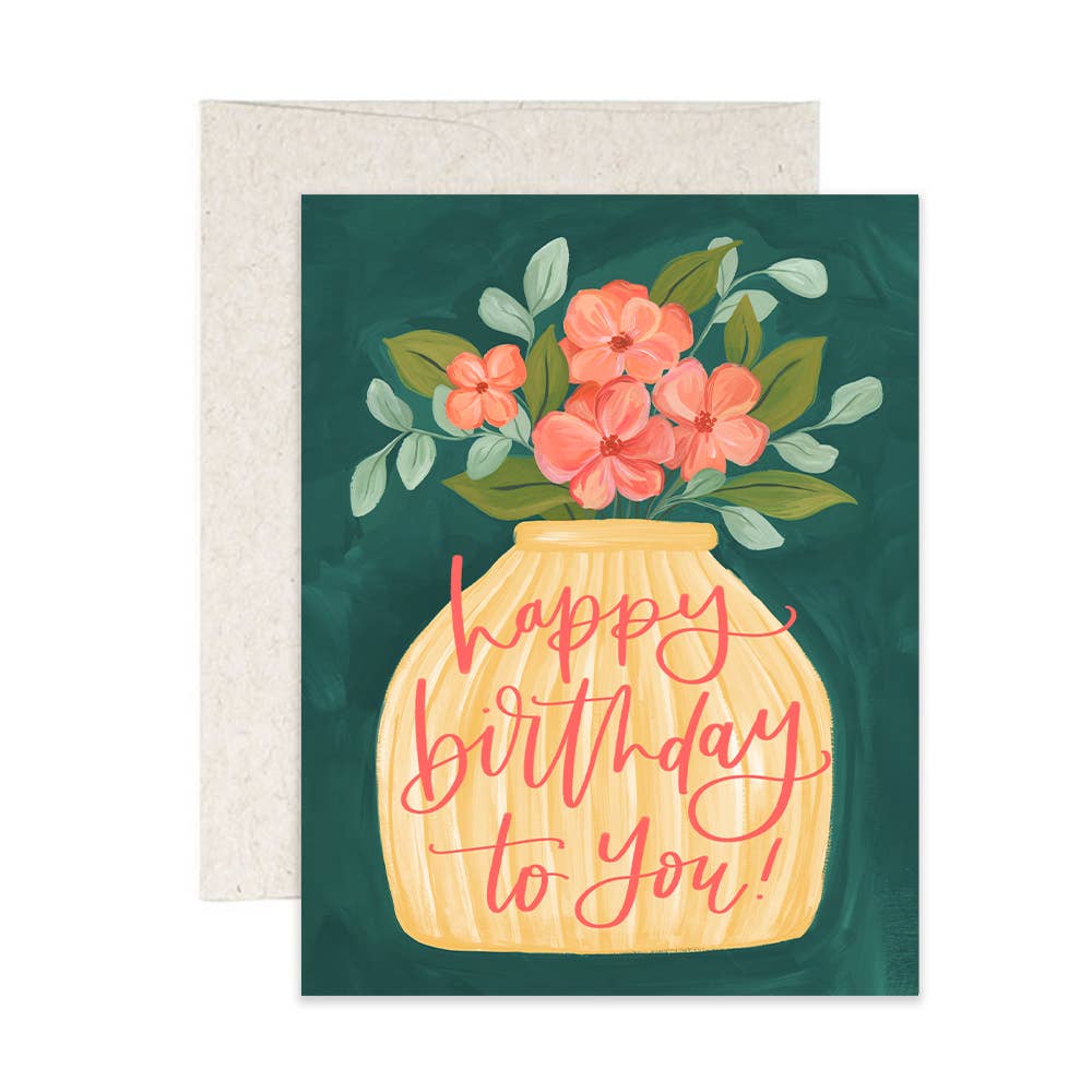 Birthday Flower Vase Greeting Card - SPARROW