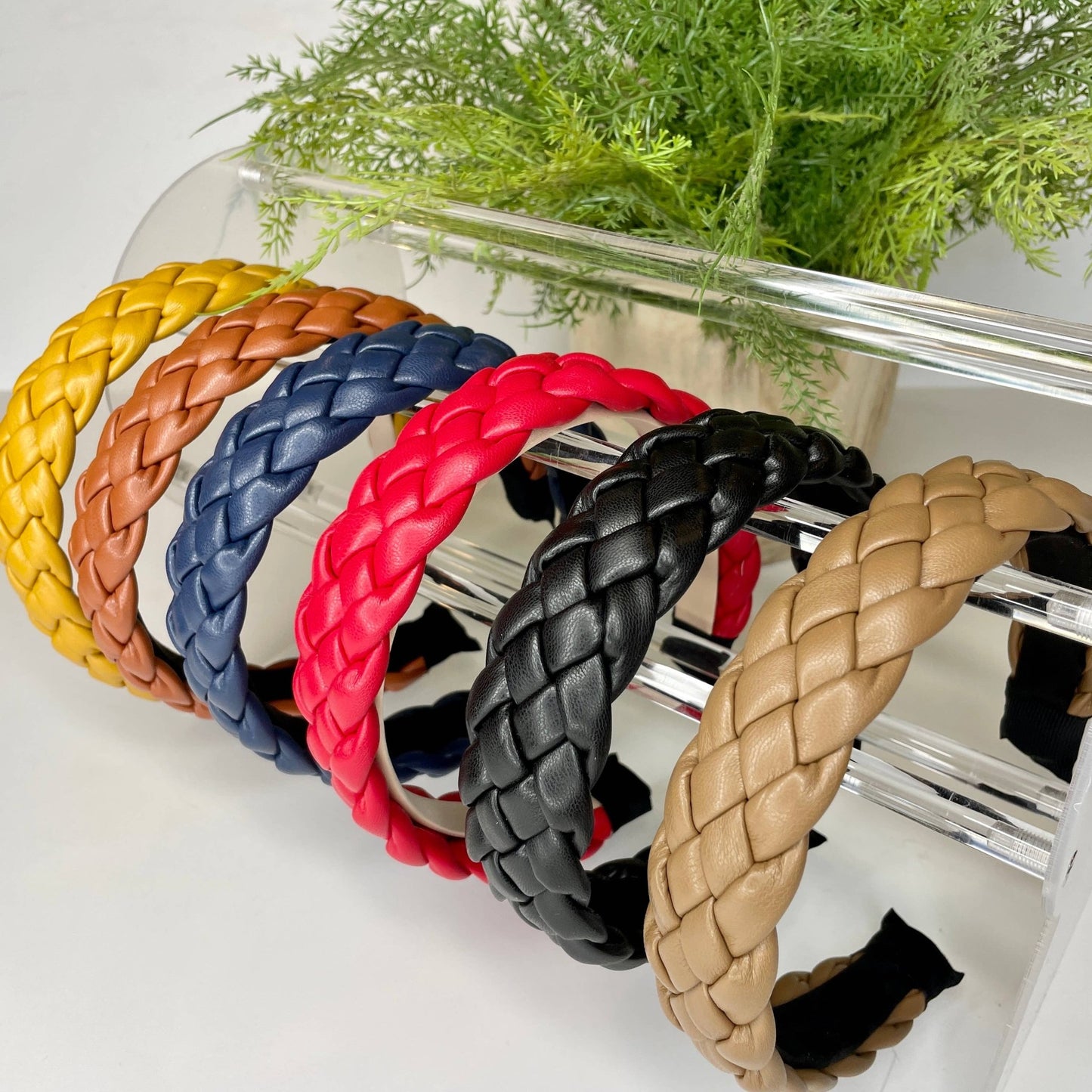Black Braided Faux Leather Headband - SPARROW