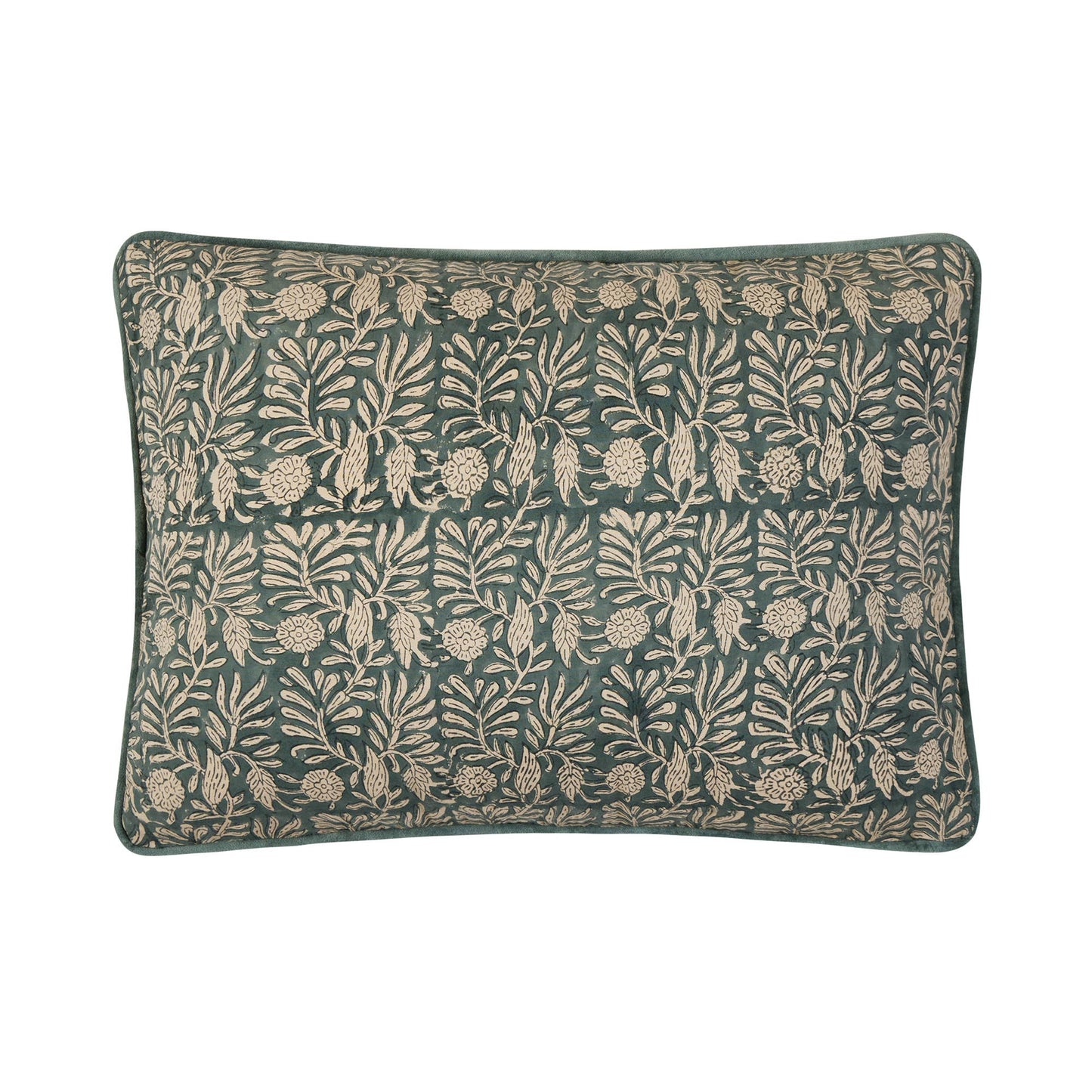 Block Print Leaf Squares Pillow - SPARROW