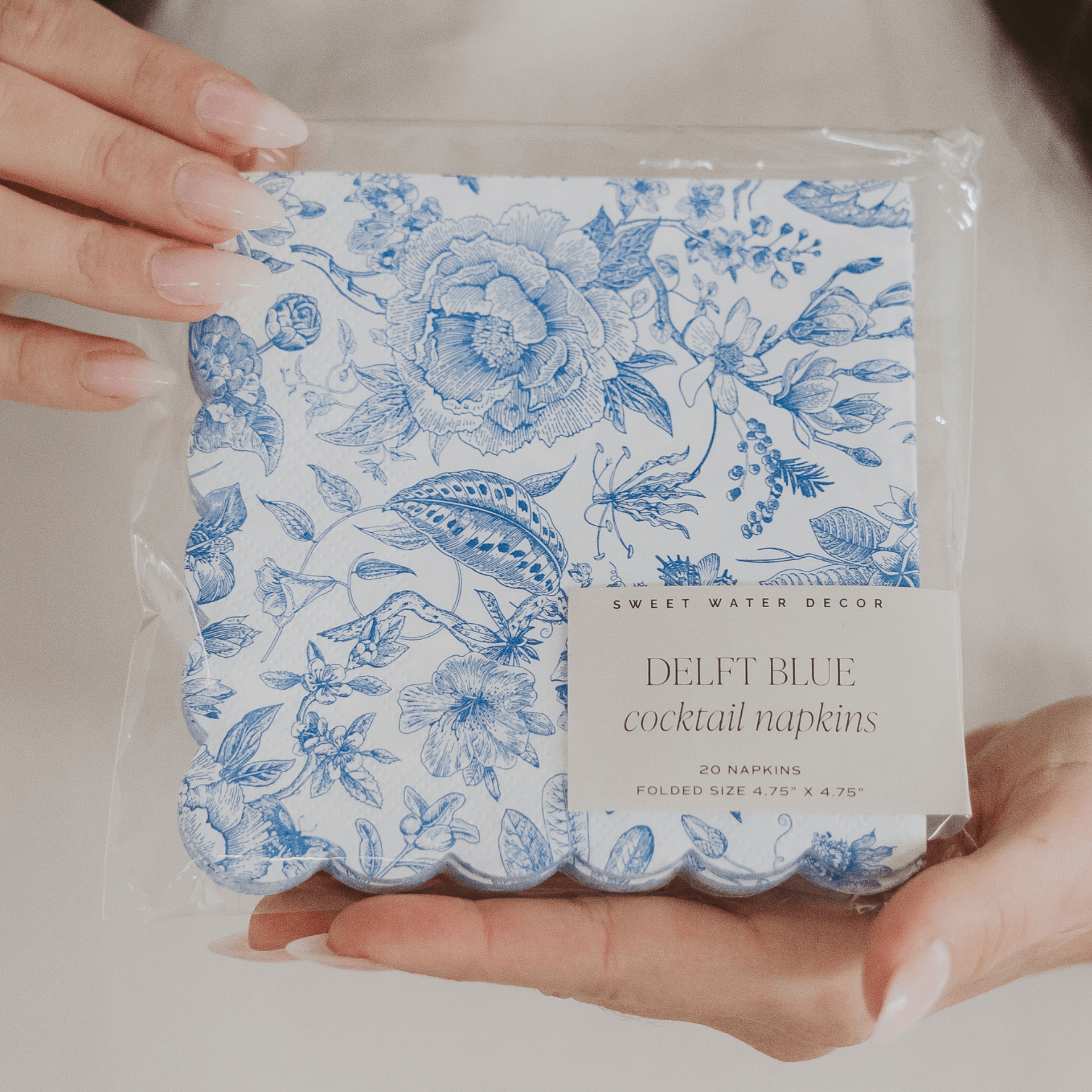 Blue Delft Foil Cocktail Napkins - SPARROW
