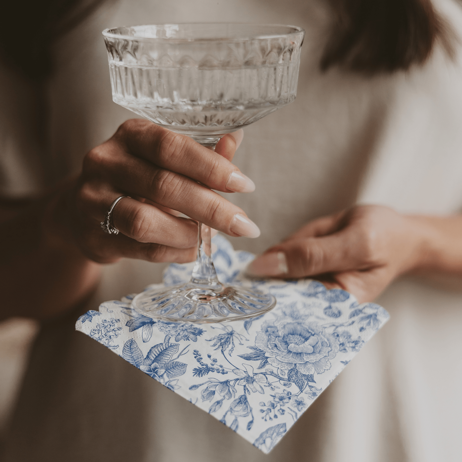 Blue Delft Foil Cocktail Napkins - SPARROW