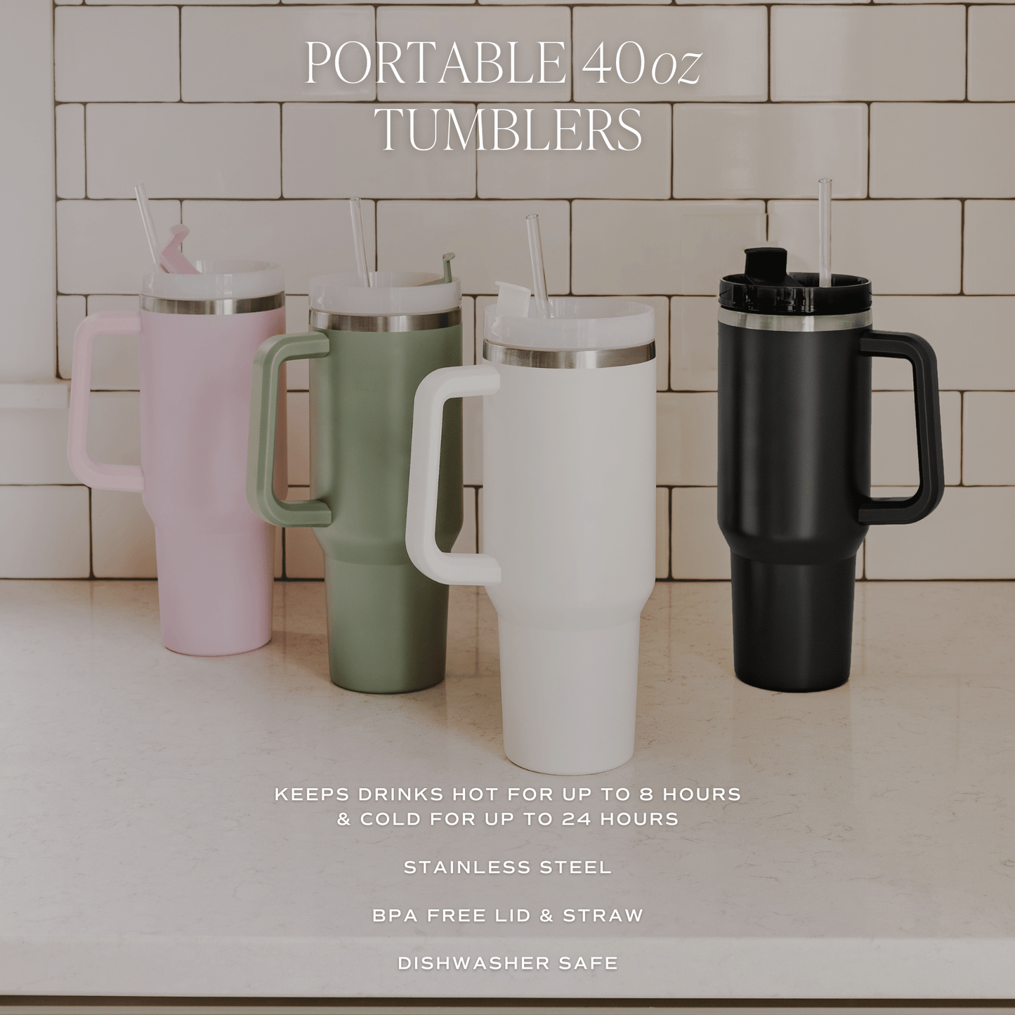 Blush Pink 40 oz Travel Tumbler - SPARROW