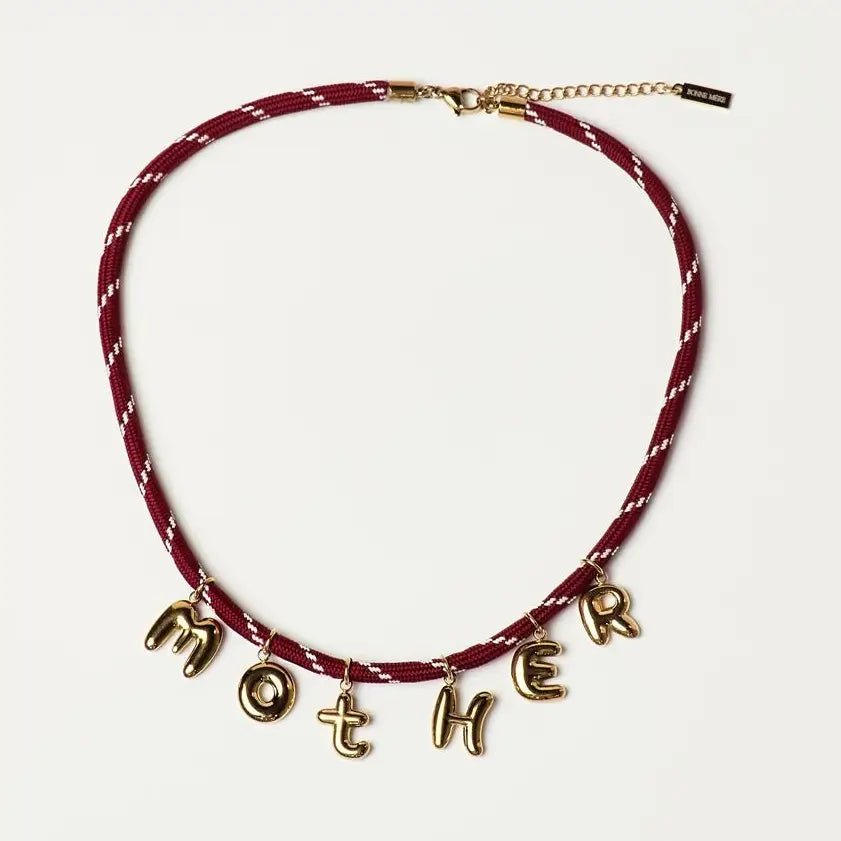 Bonne Mere Mother Bubble Cord Necklace - Burgundy/Gold - SPARROW