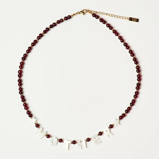 Bonne Mere Mother Necklace - Burgundy - SPARROW