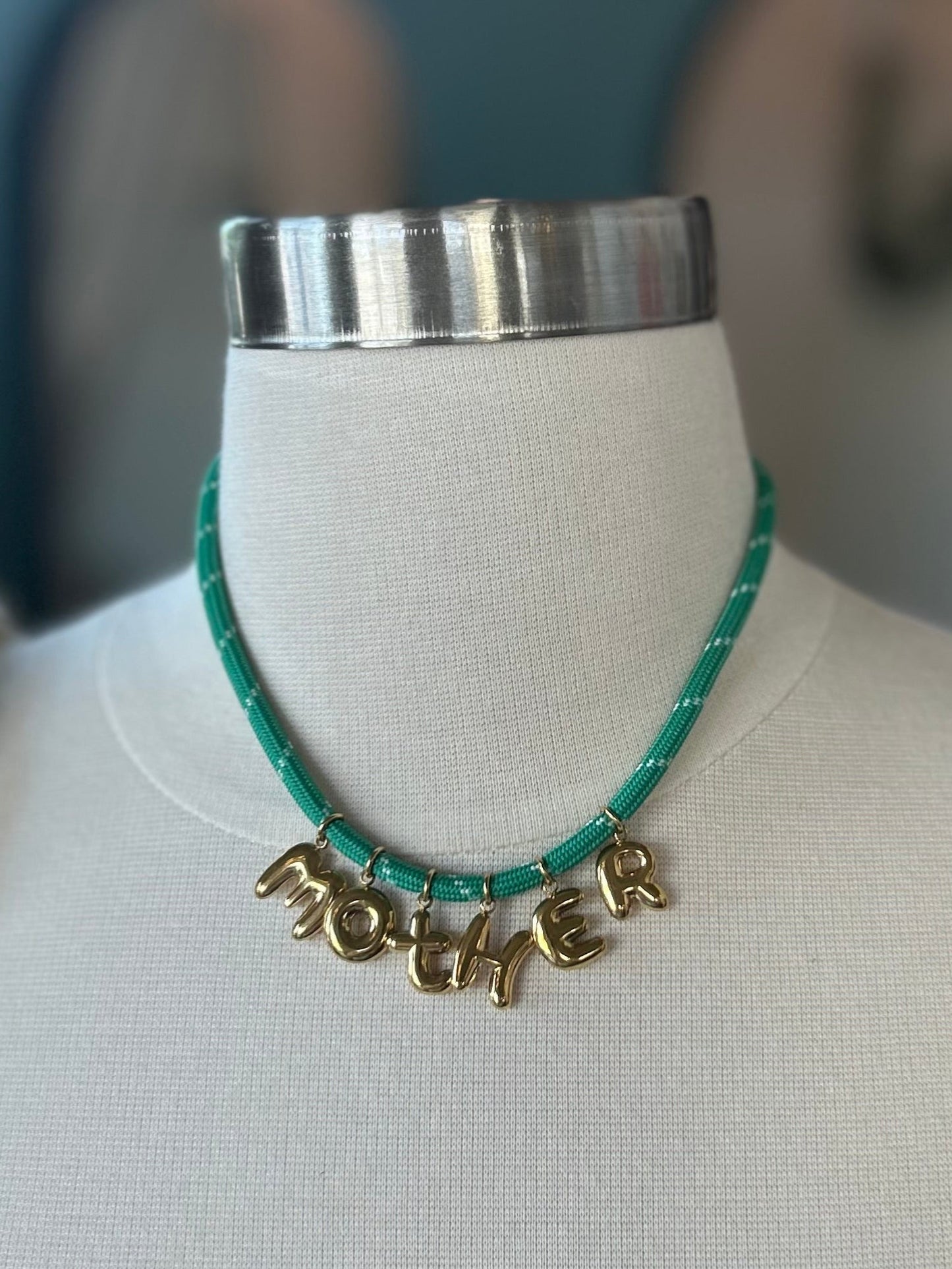 Bonne Mere MOTHER Rope Necklace - Green - SPARROW