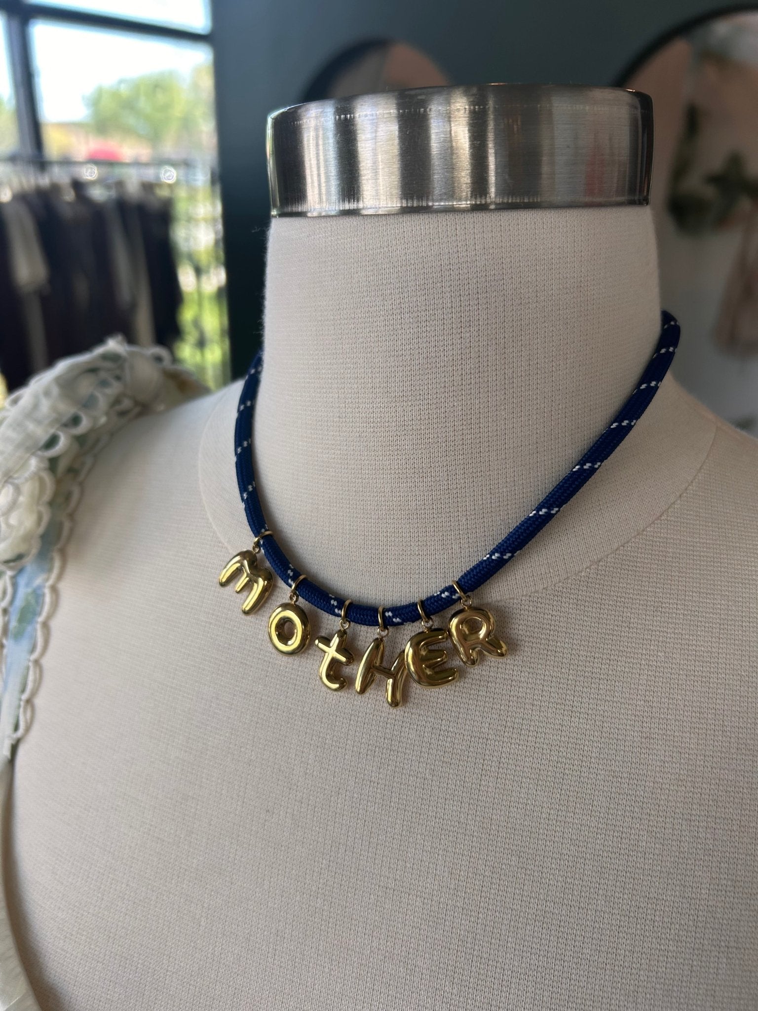 Bonne Mere MOTHER Rope Necklace - Navy - SPARROW