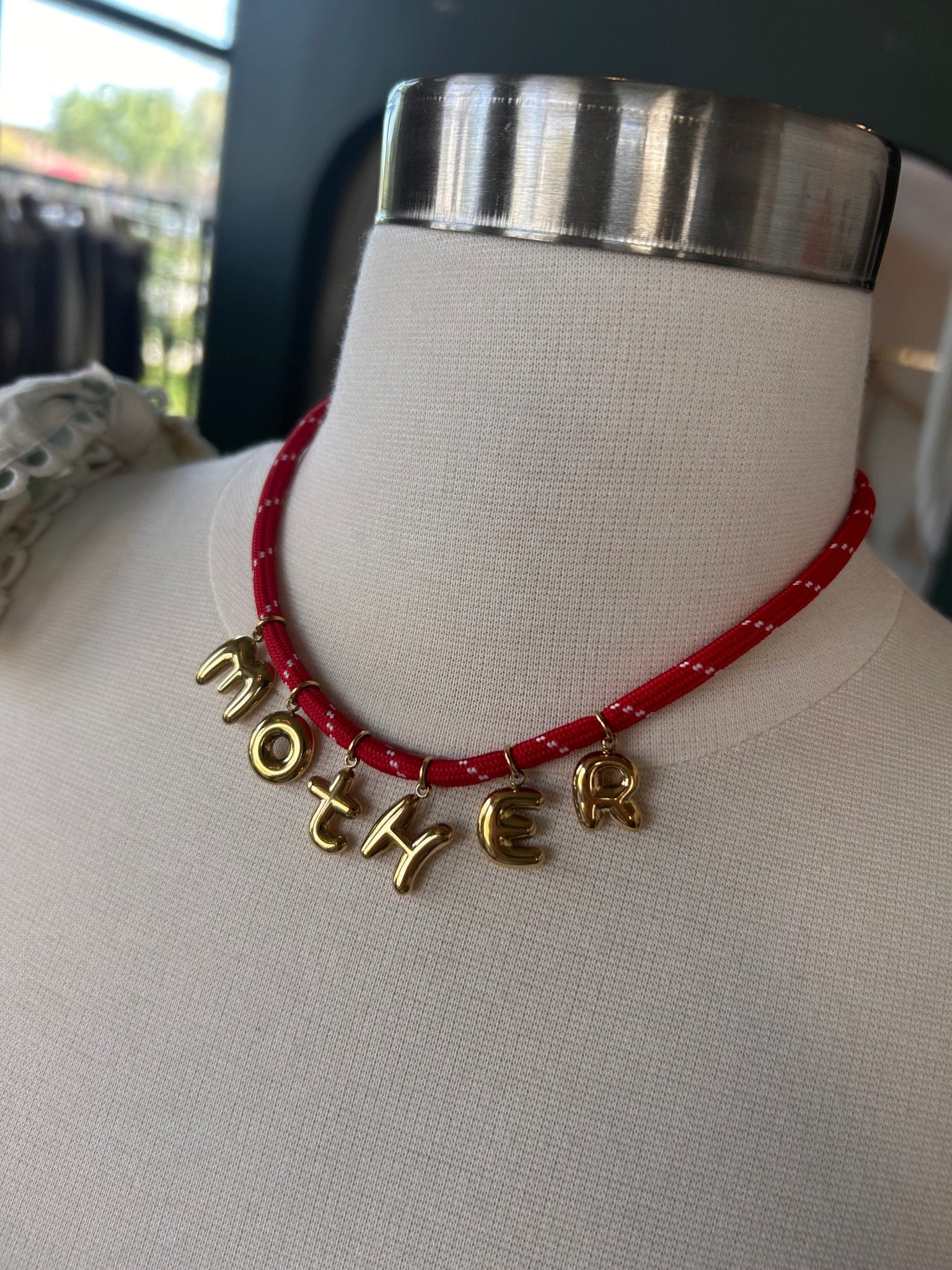 Bonne Mere MOTHER Rope Necklace - Red - SPARROW