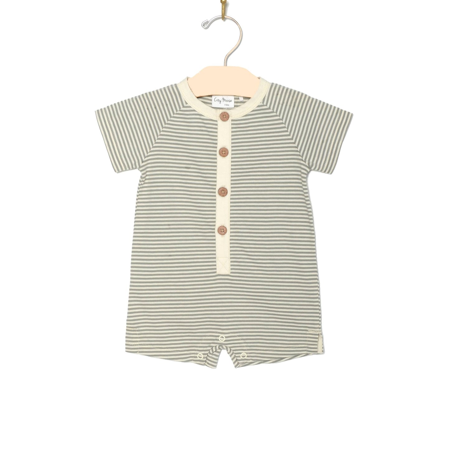 Button Romper - Steel Stripe - SPARROW