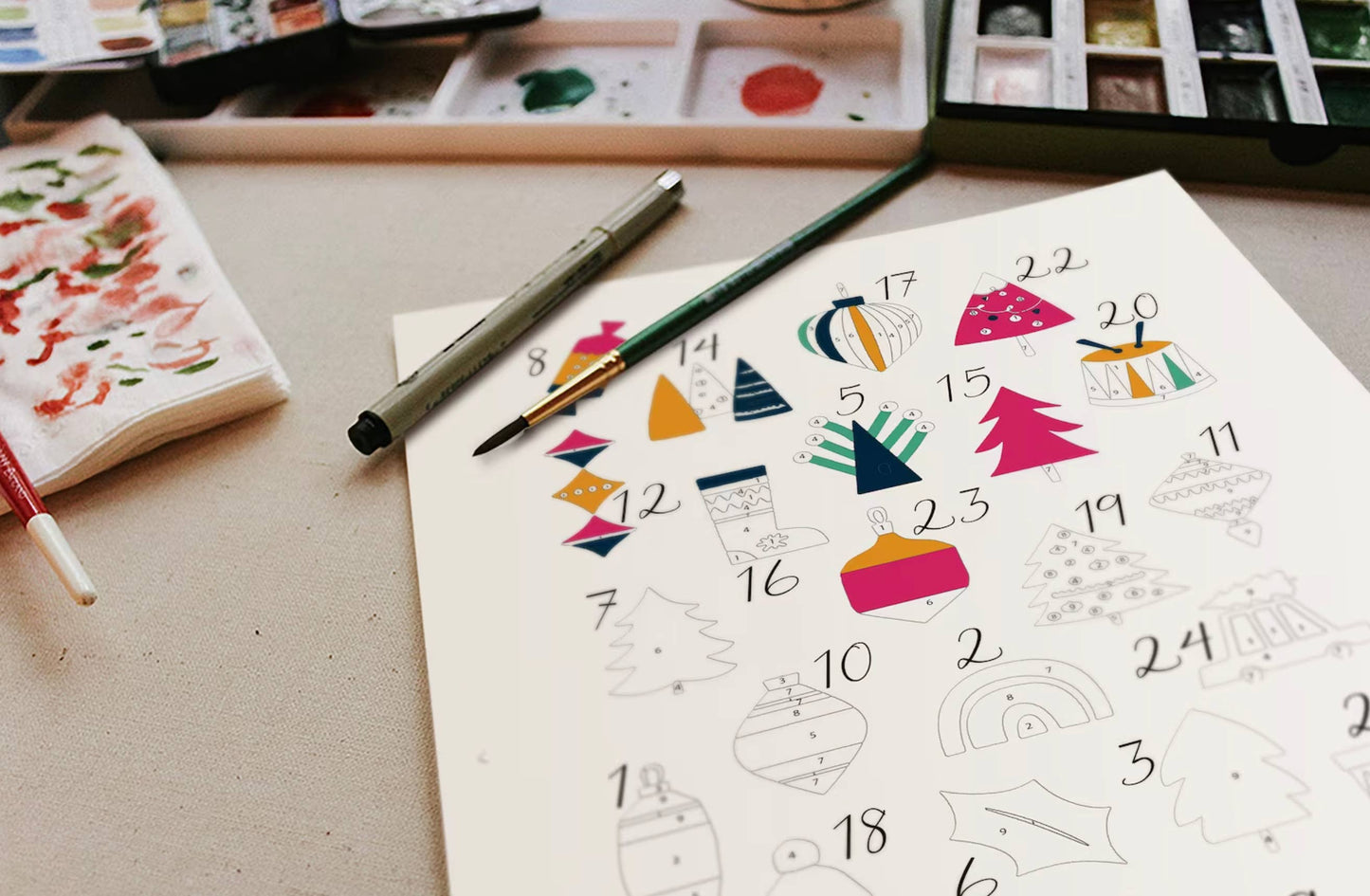 Advent Calendar Paint-By-Numbers kit