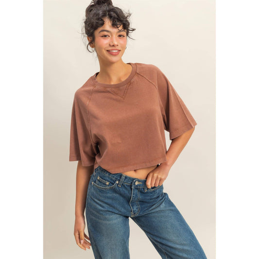 Cleo Cropped Tee- Chestnut