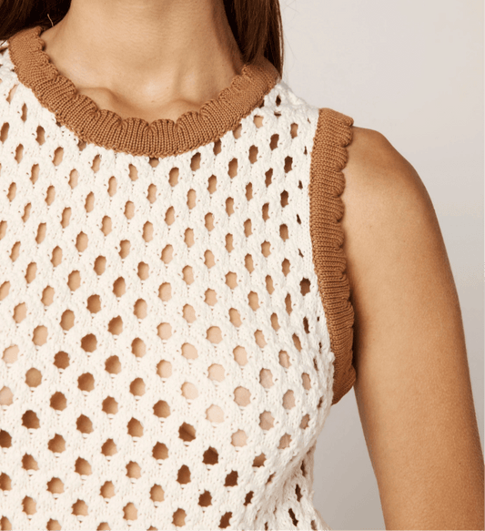 Cleobella Brownwyn Sweater Top - Ivory/Brown - SPARROW