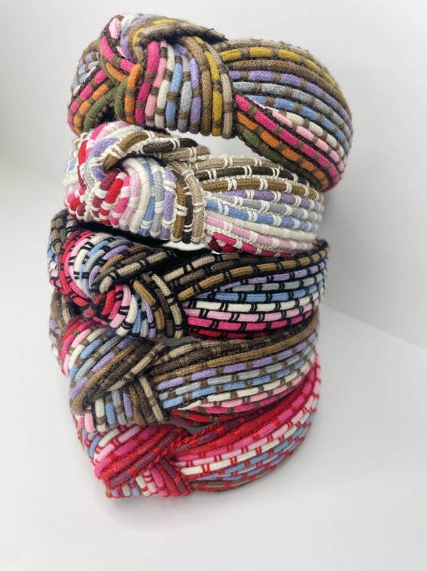Colorful Woven Knot Headband - Brown - SPARROW