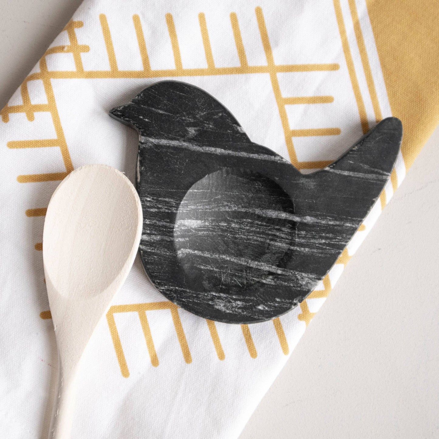 Black Marble Bird Shaped Spoon Rest