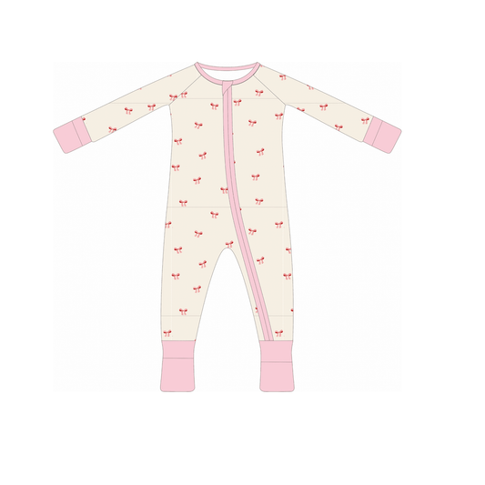 Dainty Bow Baby Pajamas - SPARROW