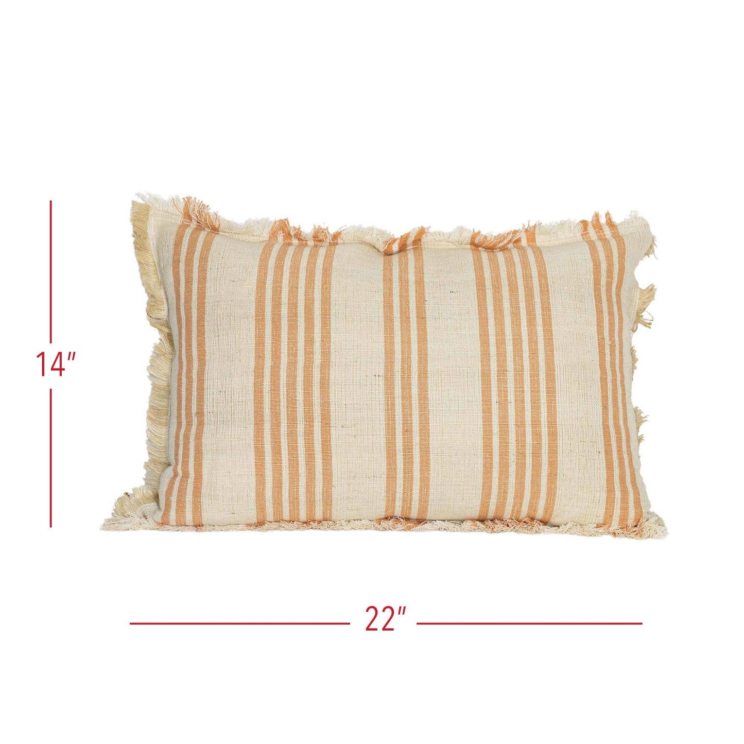 Edaline 14x22 Coral Striped Lumbar Filled Pillow - SPARROW