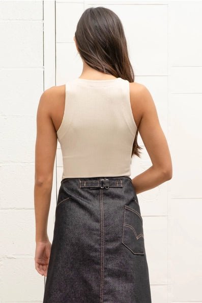 Emily Fitted Tank Top - Khaki - SPARROW