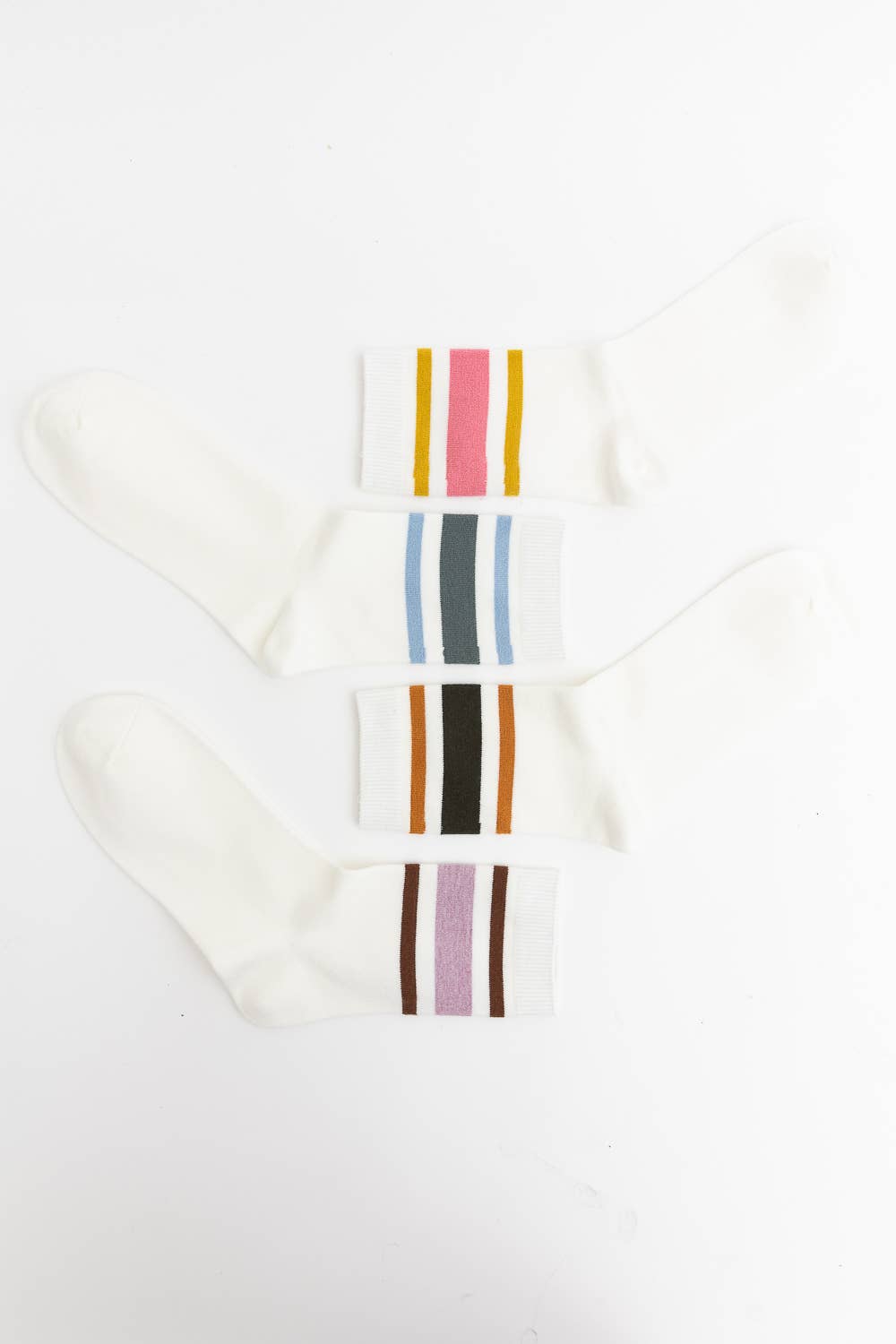 Retro Stripe Crew Socks: Deep Lavender