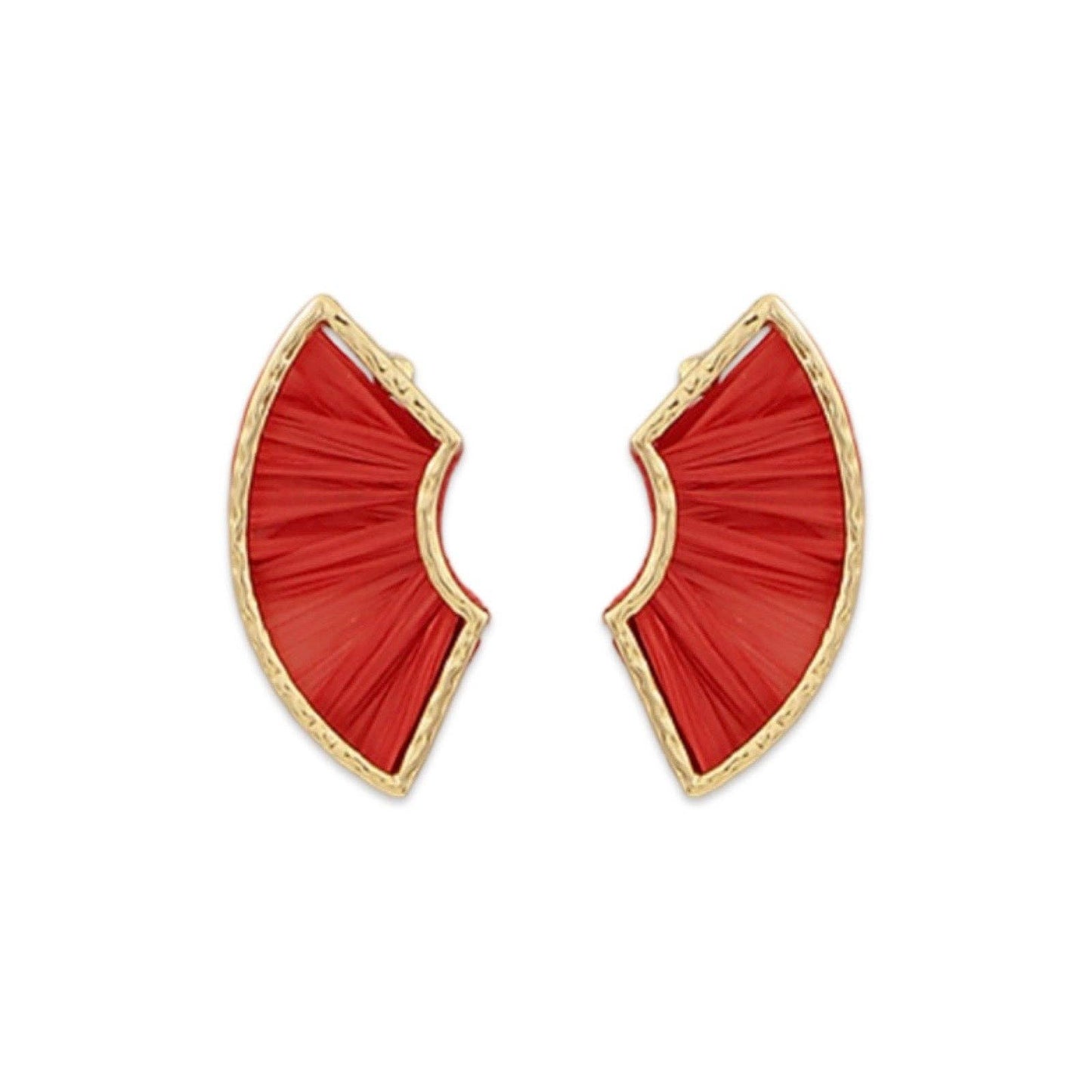 Red Layered Raffia Fan Earring| Fall Earrings| Raffia Earring