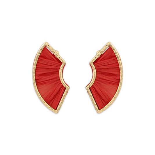 Red Layered Raffia Fan Earring| Fall Earrings| Raffia Earring