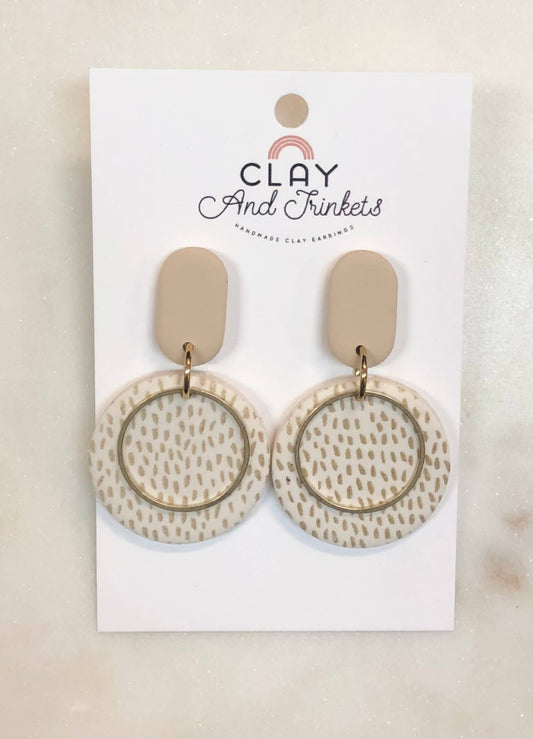 Disc Dangle Earrings - Gold Speckles