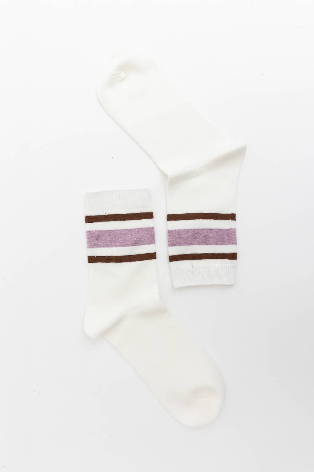 Retro Stripe Crew Socks: Deep Lavender