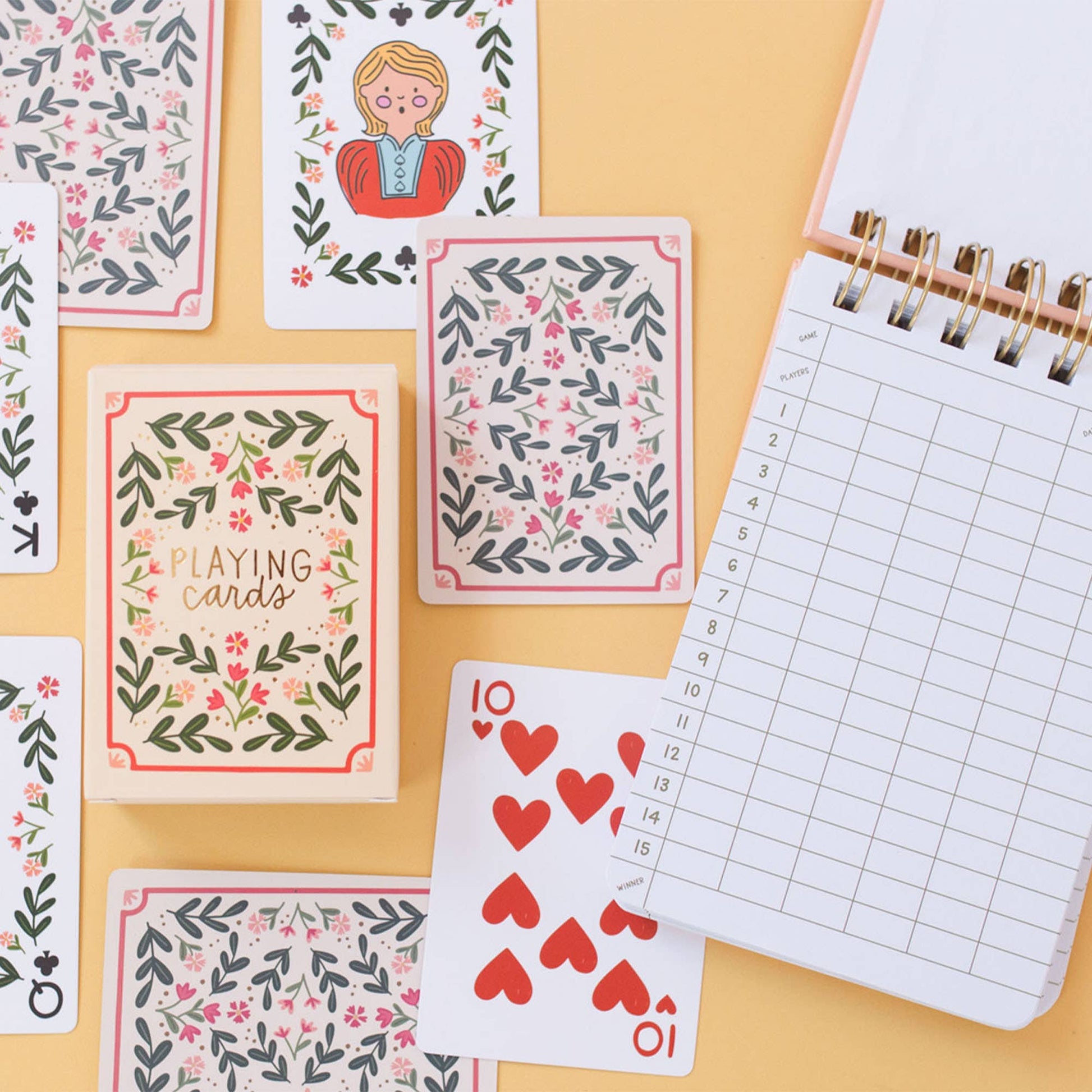 Floral Game Night Set of Playing Cards & Notebook - SPARROW