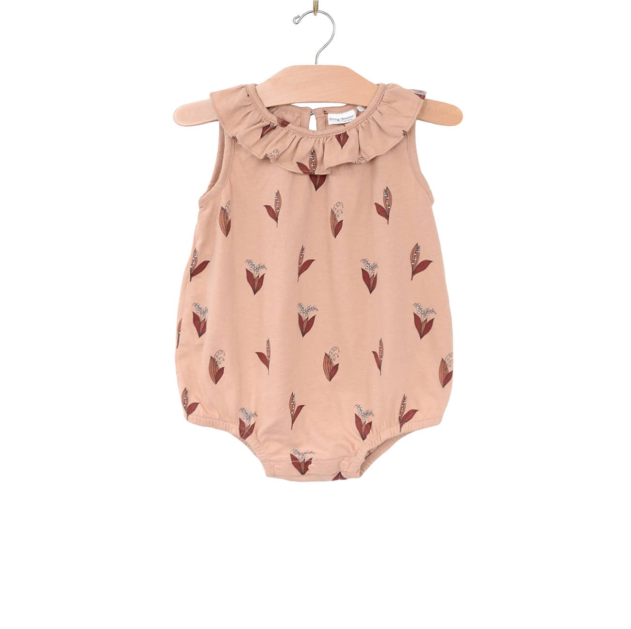 Frill Collar Baby Romper - Lily of the Valley - Peach - SPARROW