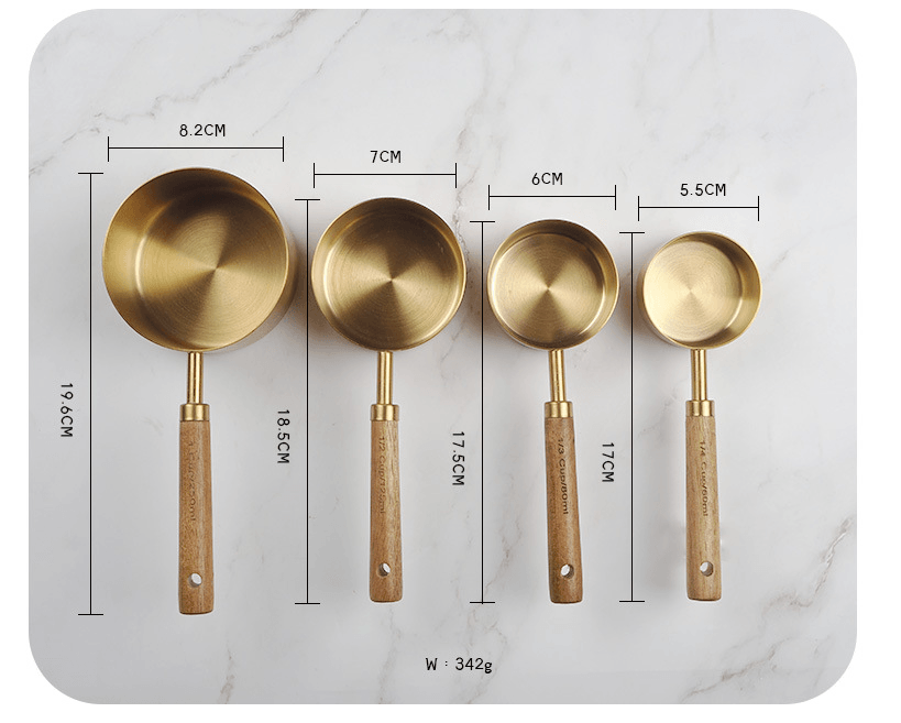 Gold Stainless Steel Measuring Cups Set: 4 cups - SPARROW