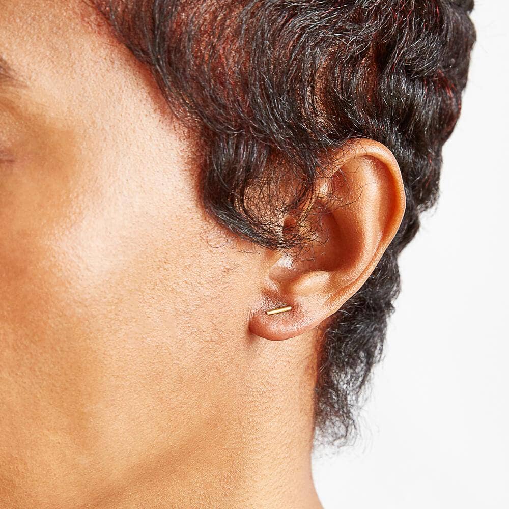 Gold Vermeil Mini Bar Stud Earrings - Jewelry - SPARROW