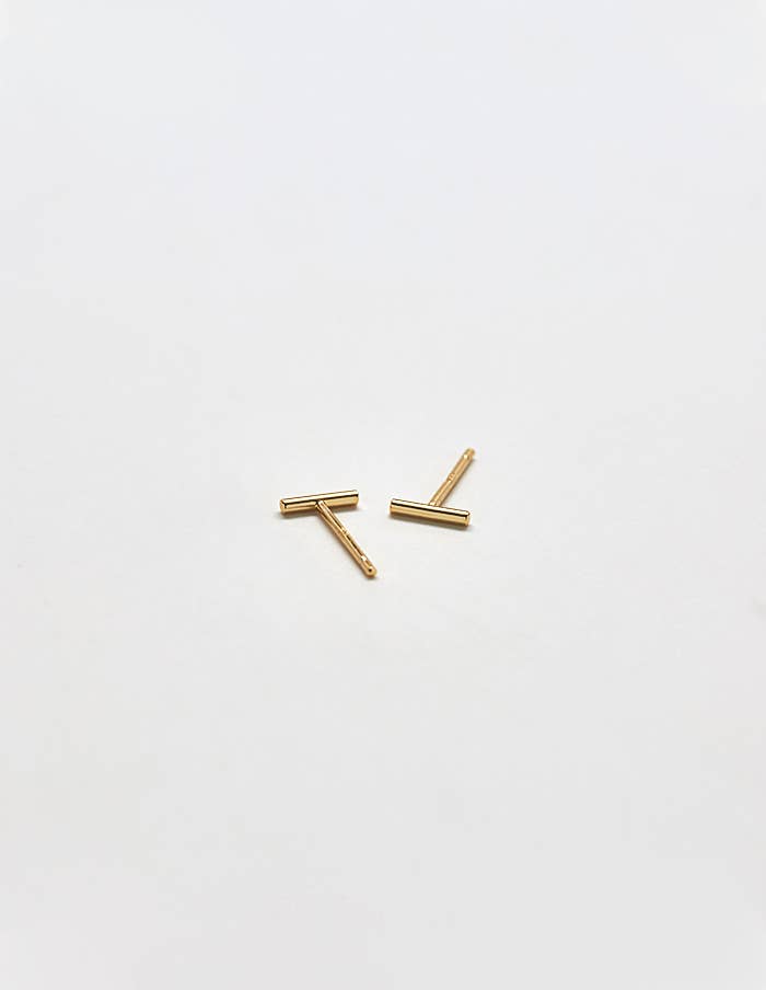 Gold Vermeil Mini Bar Stud Earrings - Jewelry - SPARROW